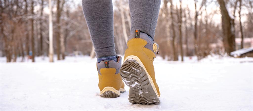 Walking along a winter trail